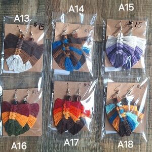 Handmade Macrame Feather Earrings